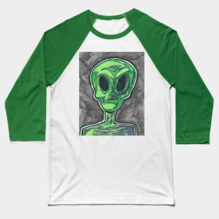 Little Green Alien Baseball T-Shirt